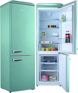 Helvetia Retro Koel-vriescombinatie HRCBGR300PEV1 - Groen - 300L - Led Verlichting - XL - 192cm Hoog — thumbnail 1
