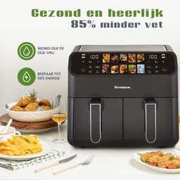 Digitale Airfryer XXL 10L Sinaopus 901 – Heteluchtfriteuse met Dubbele Mand en DualMand Onafhankelijke Snelle Opwarming – Voor Gezinnen – 10 Programma’s – Kijkvenster – Makkelijk te Reinigen – Capaciteit voor 5 Personen — thumbnail 7