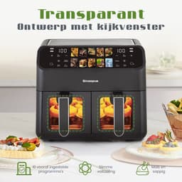 Digitale Airfryer XXL 10L Sinaopus 901 – Heteluchtfriteuse met Dubbele Mand en DualMand Onafhankelijke Snelle Opwarming – Voor Gezinnen – 10 Programma’s – Kijkvenster – Makkelijk te Reinigen – Capaciteit voor 5 Personen — thumbnail 8