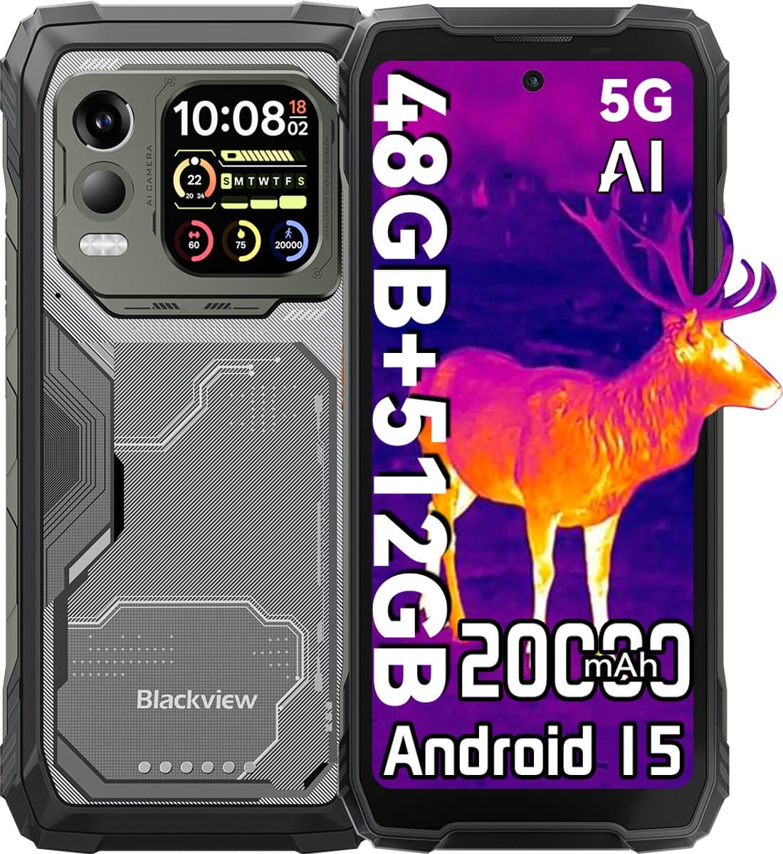 Blackview XPLORE 1 Pro - Robuuste Smartphone - 5G - 48GB RAM - 512GB ROM - 6.78 inch - Robuuste Telefoon - Nachtzicht - Android 15 - NFC - GPS - Zwart — afbeelding 1