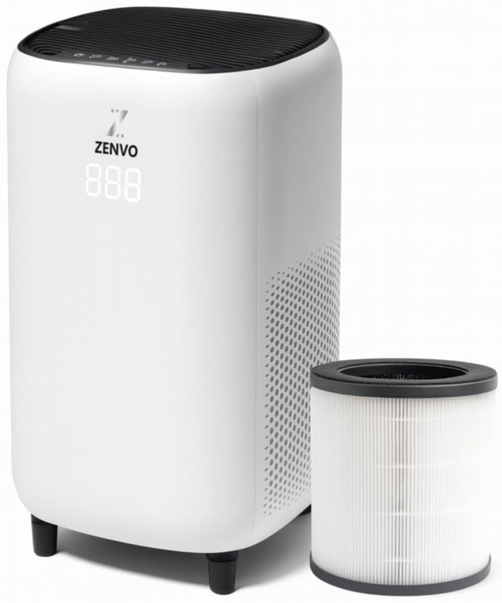 Zenvo Luchtreiniger- 360 m3/u - Werkt tegen huisstofmijt, hooikoorts, allergie, stof - Met HEPA 13 Filter - Air Purifier - Clean Air — afbeelding 1