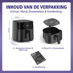 Brabantia Airfryer XXL - 5.7 liter - Digitaal Touchscreen - 10 Kookprogramma's - Tot 5 Personen - PFAS-Vrij - 80ºC tot 200ºC - 1700 Watt - BBEK1136 — thumbnail 17