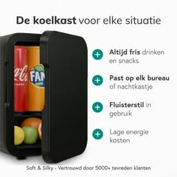 Mini koelkast 5L - Skincare & make-up fridge - Eten & drinken - Organizer - 12V & 230V - Koel & warm - Auto koelkast - Compact - Zwart — thumbnail 4
