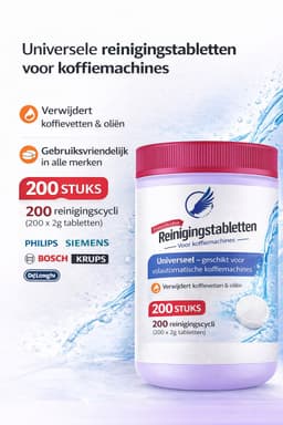 Reinigings tabletten koffiemachine - 200 stuks 2 gram - Universeel - Voor Jura - Siemens - Philips - Bosch - Krups - Delonghi — thumbnail 4