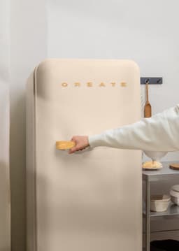 CREATE - Koelkast in retrostijl - Zand - Handvat Hout - FRIDGE RETRO 281L — thumbnail 6