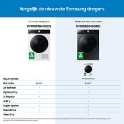 Samsung DV9UDG52A0AHEN Wasdroger - Warmtepompdroger - 9kg - Wit - NL/FR — thumbnail 3
