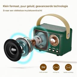 GELLDG Bluetooth-luidspreker - Mini - Draagbaar - Coole retro Bluetooth-luidspreker - Moderne muziekdoos - Geschikt voor kamerdecoratie, kantoordecoratie, woonkamerdecoratie, kinderfeestcadeau - Groen — thumbnail 3
