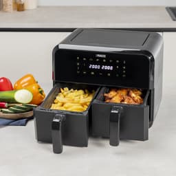 Princess Double Basket Airfryer 182068 - Dubbele Airfryer - 8 liter - 2 manden - XXL - 8 programma’s - 2400W - Dubbele heteluchtfriteuse - Touchscreen - Zwart - 80 °C tot 220°C - Sync functie — thumbnail 5