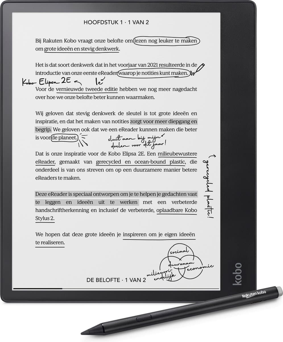 Kobo Elipsa 2E bundel - E-reader - 10,3 inch - Notitiefunctie - Inclusief Kobo Stylus 2 — afbeelding 1
