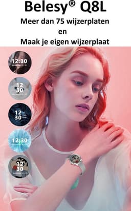 Belesy® Q8LG 2022 - Smartwatch Dames – Smartwatch Heren - Horloge- 1.09 inch - Kleurenscherm - Stappenteller - Bloeddruk - Hartslag - 75+ Wijzerplaten – Sporten - Staal – Rosé Goud — thumbnail 10