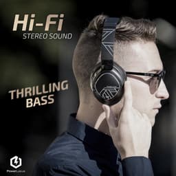 PowerLocus MoonFly Koptelefoon Over-Ear met Passief Noise Cancelling, Draadloze Hoofdtelefoon, Voice Assistant Activation - Zwart/Grijs — thumbnail 12