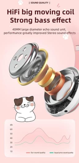 kinder hoofdtelefoon draadloos - Cat Headphone - Draadloze koptelefoon Bluetooth met led kattenoortjes blauw | Koptelefoon voor Kinderen - Met Led Kat Oortjes | met verlichting poot — thumbnail 4