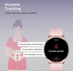 Kiraal Valencia AMOLED Smartwatch voor Dames - RVS, Lederen en Siliconen Bandje - Hartslagmeter - Stappenteller - Slaapmonitor - Multisport - Compatibel met Android en iOS - Rosé Goud en Roze — thumbnail 7
