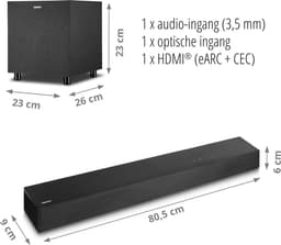MEDION S61022 3.1 Dolby Atmos Soundbar met draadloze subwoofer (voor tv-apparaten, Bluetooth 5.3, HDMI eARC CEC, — thumbnail 8