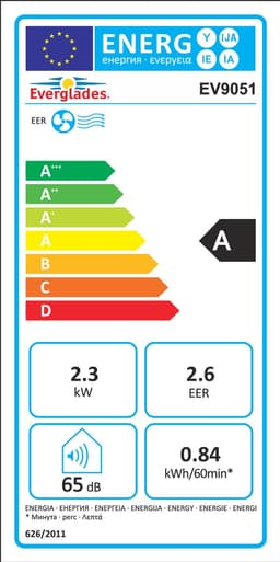 Everglades EV9051 Portable Airco - Wit - 8000 BTU - 60M3 - Timer - Inclusief Afstandsbediening — thumbnail 2