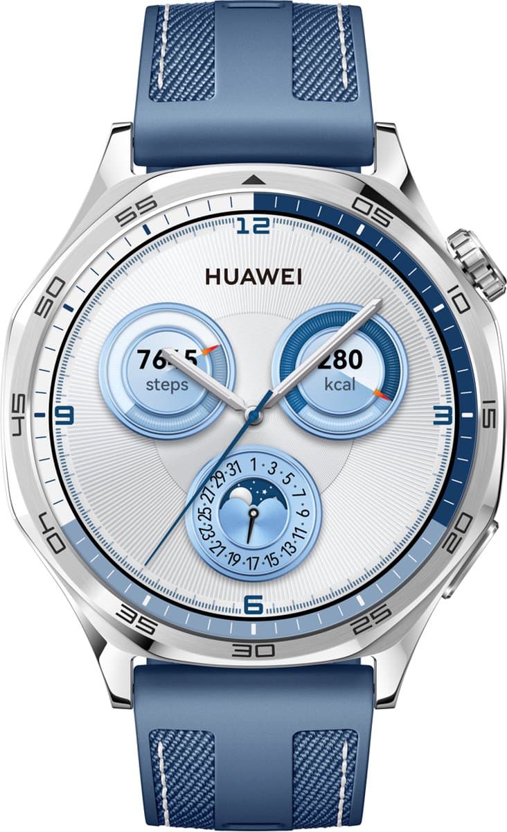HUAWEI WATCH GT5 46mm Blauw Geweven Horlogeband - Verbeterd 24/7 gezondheidsbeheer - Tot 2 weken batterijduur - Compatibel met iOS & Android — afbeelding 1