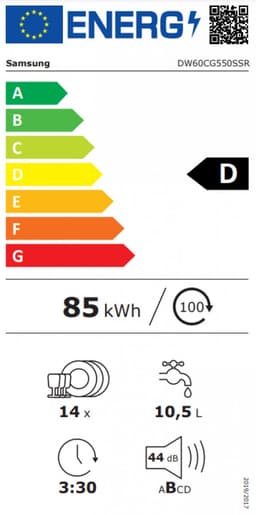 Samsung DW60CG550FSRET, Vrijstaand, Volledige grootte (60 cm), Roestvrijstaal, Roestvrijstaal, Knoppen, LED — thumbnail 2