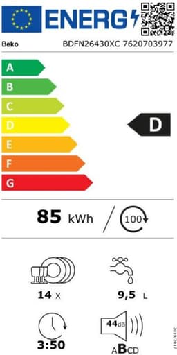 Beko BDFN26430XC Luxe vaatwasser Vrijstaand - Still 44db - MiniWash 30min - FastPlus - Digitaal Display - — thumbnail 2