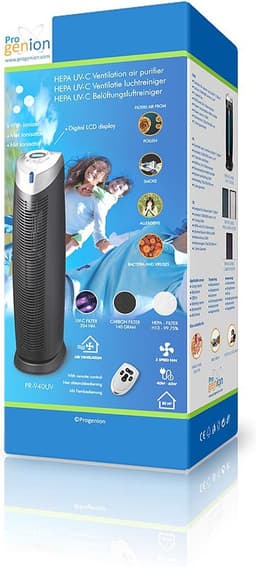 Progenion PR-940UV. Ventilatie Luchtreiniger met UV-C Technologie - HEPA H13 Filter - Actief Koolstoffilter - Ionisator - 7 Reinigingsstappen - Stille Werking - 5 Snelheden - Afstandsbediening — thumbnail 5