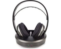 Nedis Draadloze TV-Koptelefoon – Over-Ear – RF – 100 m – 11 uur Batterij – Laadstation – Zilver