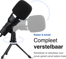 USB Microfoon met standaard - Gaming - Podcast - Voor Pc en console - Standaard - Incl. Plopkap - Zwart - Vivid Green — thumbnail 5