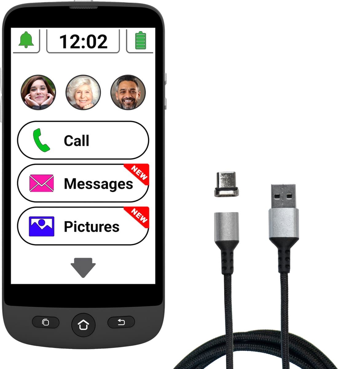 Swissvoice S510M Senioren Smartphone Simlockvrij - 4G+ - SOS knop achterop het toestel - Android 12 - Whatsapp — afbeelding 1