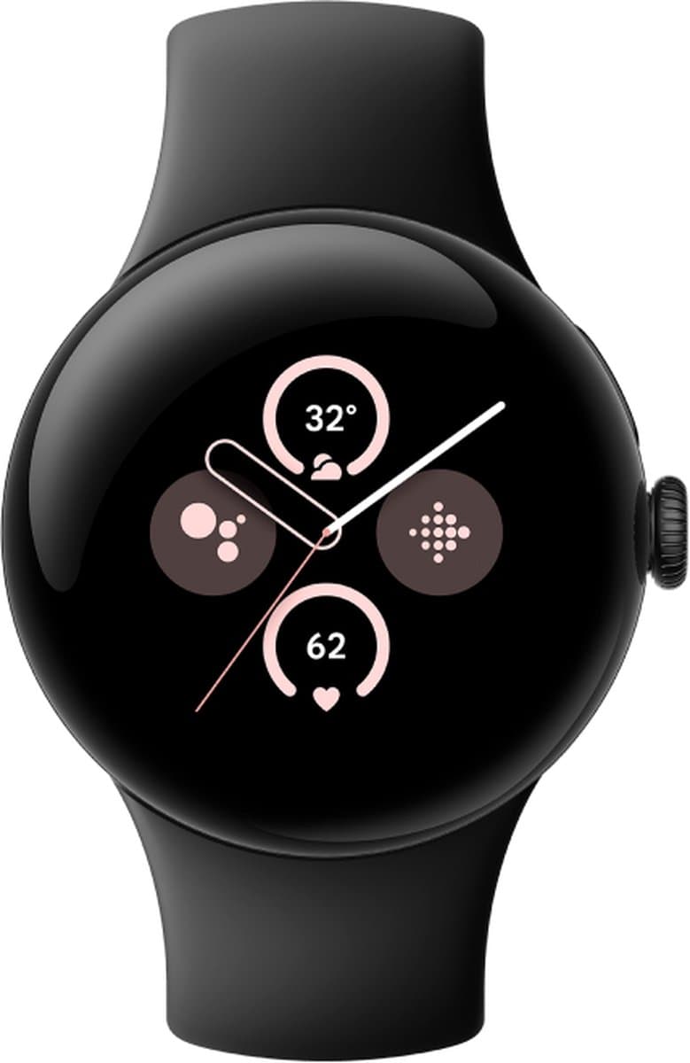 Google Pixel Watch 2 - Zwart - Met GPS - Hartslagmonitor - Stressmanagement - Zwarte Siliconenband — afbeelding 1