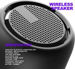 Mini Wireless Speaker-Draadloze Luidspreker Waterdichte Stereo Sound Draadloze Luidspreker | Met Handvat 5.0 Bluetooth Speaker Antislip Siliconen Bodemmat, Mini Ip67 Waterdichte Hifi Subwoofer, Bt 5.0 Handsfree Black Friday en Sinterklaas — thumbnail 15