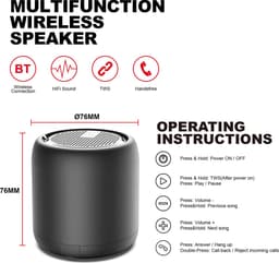 Mini Wireless Speaker-Draadloze Luidspreker Waterdichte Stereo Sound Draadloze Luidspreker | Met Handvat 5.0 Bluetooth Speaker Antislip Siliconen Bodemmat, Mini Ip67 Waterdichte Hifi Subwoofer, Bt 5.0 Handsfree Black Friday en Sinterklaas — thumbnail 5