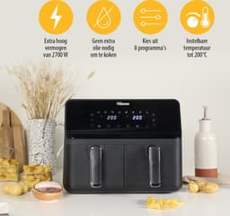 Tristar FR-9026 - Dubbele Airfryer XXL - 2x4L - 2 onafhankelijke kookzones - 8 Bakprogramma's - PFAS-vrij — thumbnail 3