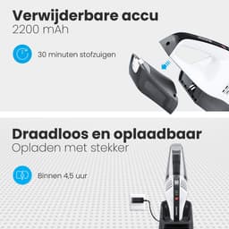 Auronic Kruimeldief - Handstofzuiger - Auto Stofzuiger - Kruimelzuiger - Snoerloos - Nat en Droog - HEPA Filter - Mini Stofzuiger - Donkergrijs - Met Opzetstukken — thumbnail 5