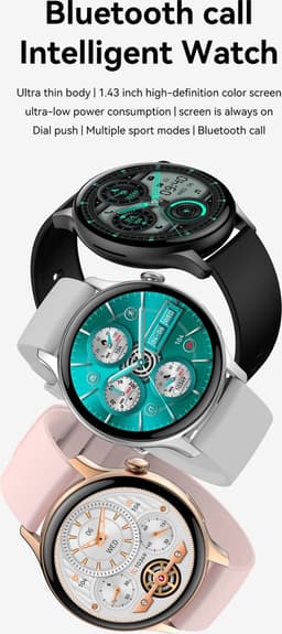 DrPhone DTX Ultra2 – 1.43 Inch AMOLED Smartwatch – Smartwatch Met Mobiele App – Always On Smartwatch – Volledige Belfunctie – Zuurstof/Hartslag/Bloeddruk meter - Zwart — thumbnail 2