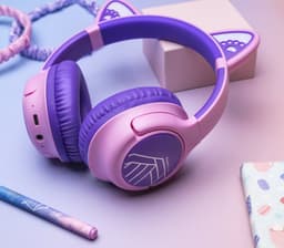 PowerLocus Bobo - Draadloze Koptelefoon voor Kinderen - Bluetooth koptelefoon - 74/85/94dB Volumebegrenzing - Katten Oortjes - Led Verlichting - Paars/Roze — thumbnail 10