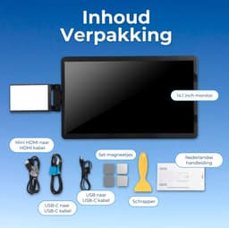 Laptop scherm uitbreider Slim 14.1" - Full HD Portable monitor - USB-C & HDMI - Extra scherm laptop - Plug & Play — thumbnail 10