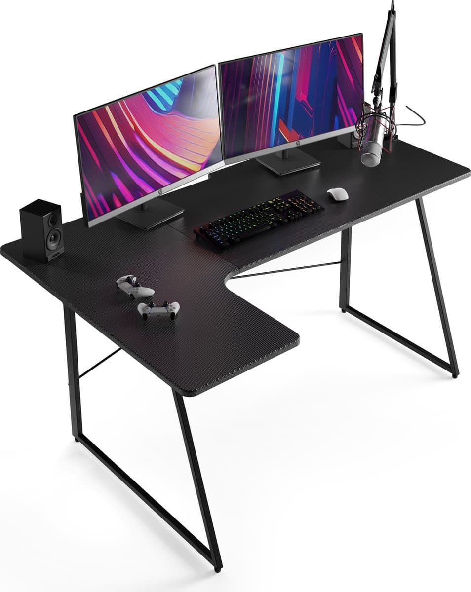 ACAZA Bureau - Game Bureau - Zwart - 160 x 100 x 75 (B x D x H) - Gaming Bureau - Hoekbureau - Bureau Gaming - Hoekbureau Gaming — afbeelding 1