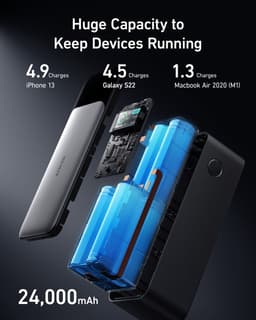 Anker 737 Powerbank (PowerCore 24K) 24.000mAh - 140W - 2x USB-C en 1x USB-A Poorten - Zwart/Zilver - Smart Digital Display - Geschikt voor Smartphones en Laptops — thumbnail 4