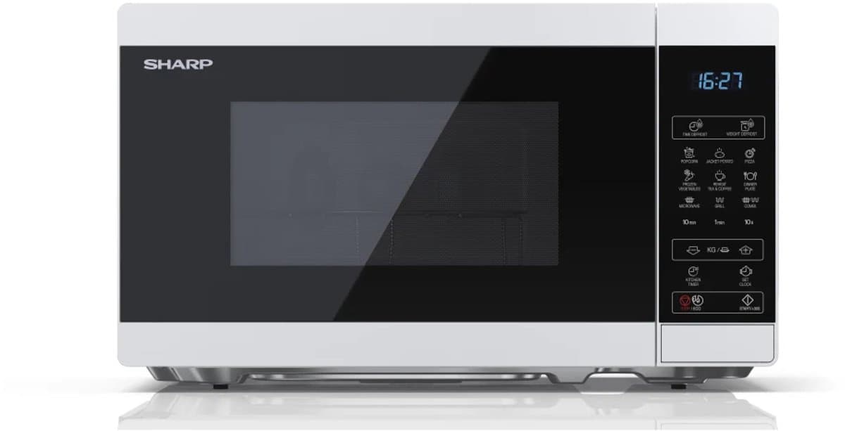 Sharp YC-MG02EW - Vrijstaande Magnetron met Grill - 20L - 800W Magnetron / 1000W Grill - Digitaal Display - Wit — afbeelding 1