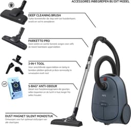 AEG AB61A4DB Animal 6000 - Stofzuiger met zak - Parketborstel - Dierenhaar - Turboborstel - Hepa filtratie - Vacuum cleaner - Alle vloertypen - 650 watt - Lang snoer 12m bereik - Blauw - Compact design - 3 extra accessoires — thumbnail 2