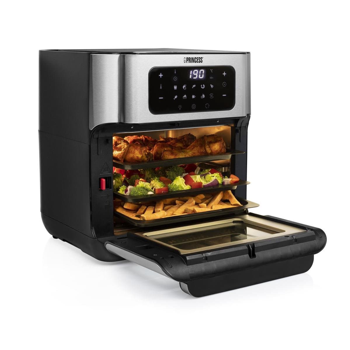 Princess Airfryer Oven 182065 - Heteluchtfriteuse en Oven in één - Groot 10 liter - 3 bakplaten - Rotisseriemand - RVS - Touchscreen — afbeelding 1