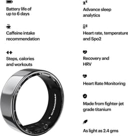 ULTRAHUMAN Ring AIR – Smart Ring | Geen maandabonnement | Bepaal eerst de juiste maat met de Sizing Kit | Slaaptracker - Hartslagmeter - Fitnesstracker – Air Silver – Size 11 — thumbnail 4