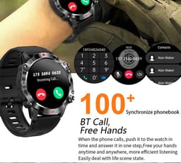 WizBay Premium Select® 1.39inch Sport Smartwatch Dames Heren TFT - Android en iOS - Bellen - Magnetic Laden - Slaap Hart Monitor - O2 Bloeddrukmeter - Sport Modi - Message - Smartwatches - Allu Mat Zwarte Case Blauwe Allu Rim - Zwarte TPU Band — thumbnail 20