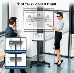 TV Standaard op Wielen voor 23-55 Inch Plasma LCD LED TV's, Draagbare TV Standaard in Hoogte Verstelbare Wielen Rollende TV Karretje tot 25KG, MAX. VESA 400x400 mm — thumbnail 1