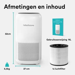 Rolfstone Air Balance XL Luchtreiniger – HEPA 13 + koolstoffilter – CADR 460 m³/u – Voor ruimtes tot 144 m² – Vermindert stof en pollen – 3 standen + turbo + slaapstand + automatische stand – Luchtkwaliteitsindicator — thumbnail 4