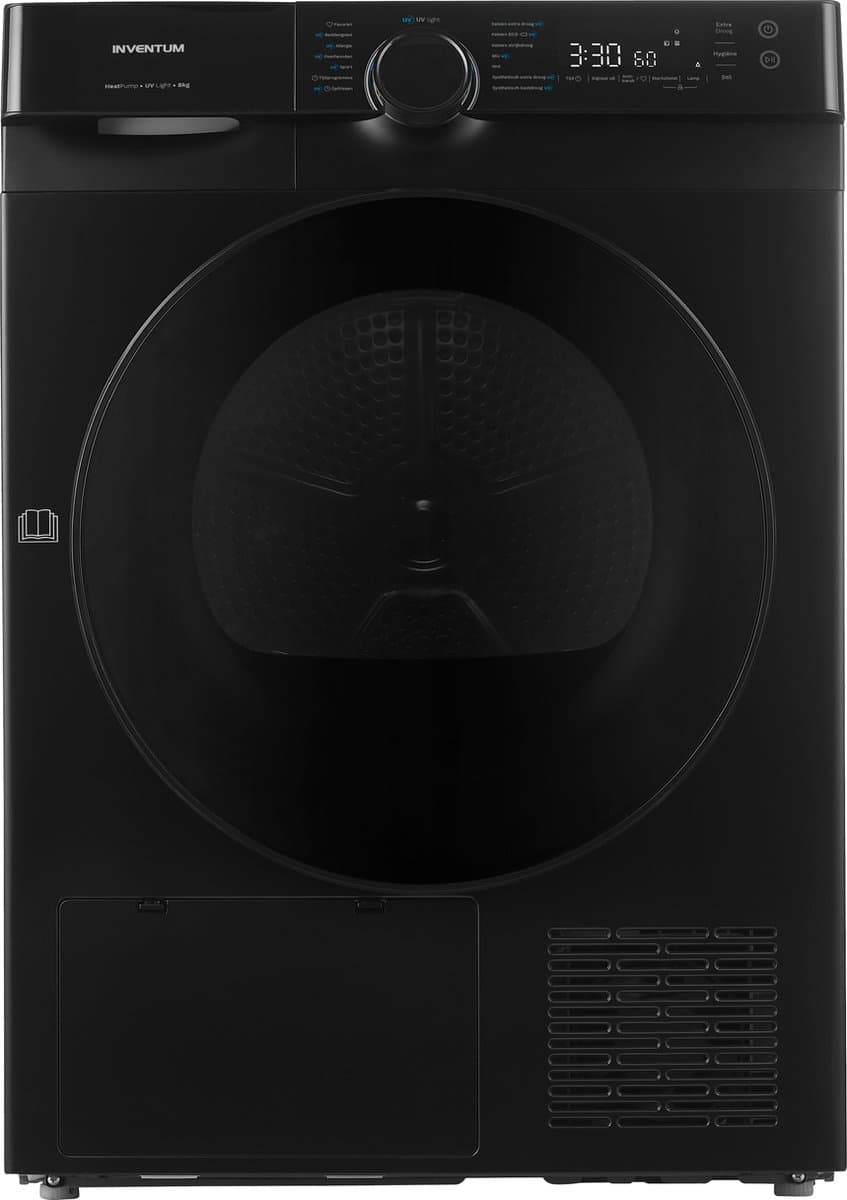 Inventum VDW8030B - Warmtepompdroger - 8kg - 14 programma's - UV-licht - 66 dB - Wasdroger - Zwart — afbeelding 1