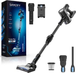 Sanovy Turbo Flex X28 Steelstofzuiger Draadloos - Zonder Zak - Op Accu - 350W - 28Kpa - Met Opzetstukken - Draadloze Stofzuiger Zonder Zak — thumbnail 9