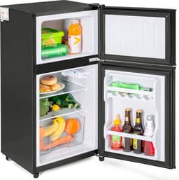 Sweiko Mini koelkast, Koel-vriescombinatie 86,8 cm hoog, 45,5 cm breed, dubbele deur, met 60-liter totaalvolume, 22-liter vriesvolume, 38-liter koelvolume. 172 kWh/jaar, LED-licht. Zwart [Energieklasse F] — thumbnail 8