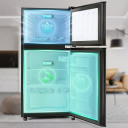 Sweiko Mini koelkast, Koel-vriescombinatie 86,8 cm hoog, 45,5 cm breed, dubbele deur, met 60-liter totaalvolume, 22-liter vriesvolume, 38-liter koelvolume. 172 kWh/jaar, LED-licht. Zwart [Energieklasse F] — thumbnail 19
