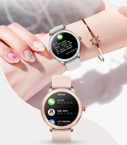 Darenci Smartwatch Flair Pro  - Smartwatch dames -Smartwatch heren -Activity Tracker- Touchscreen -Bluetooth bellen -Met extra bandje -Horloge -Stappenteller -Bloeddrukmeter -Verbrande calorieën -Zuurstofmeter -Spatwaterdicht -Roségoud/Roze — thumbnail 21
