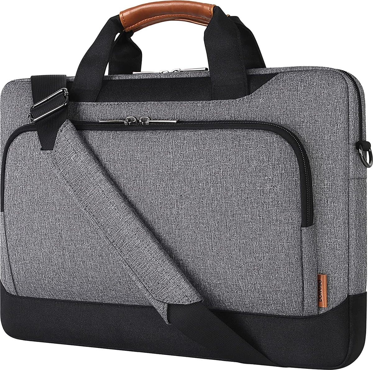 17-17,3 inch laptopbeschermhoes, zakelijke aktetas, laptop, schoudertas, compatibel met 17" laptops/17,3" HP Pavilion 17/MSI GS73VR Stealth Pro/Dell Inspiron 17/Acer/ASUS, grijs — afbeelding 1
