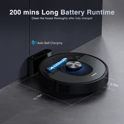 Bagotte Shellbot SL60 Robotstofzuiger met Dweilfunctie, 2-in-1 Self-charging Shellbot SL60 Robot Vacuum Cleaner, Laser Lidar Navigatie met Camera, 4000Pa Sterke Zuigkracht, 200 Mins+ Runtime, App No-go Zone, Compatibel met App,Alexa, Google Assistant — thumbnail 6